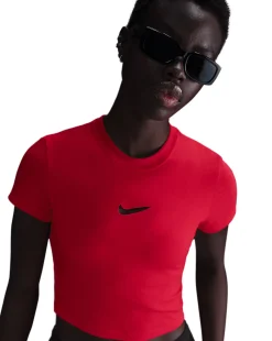 T-shirt corta slim fit Chill Knit Rosso Donna
