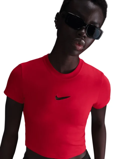 T-shirt corta slim fit Chill Knit Rosso Donna