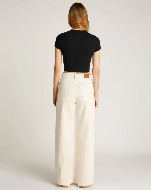 T-shirt crop slim fit con logo Nero Donna