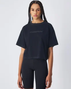 T-shirt cropped Nero Donna