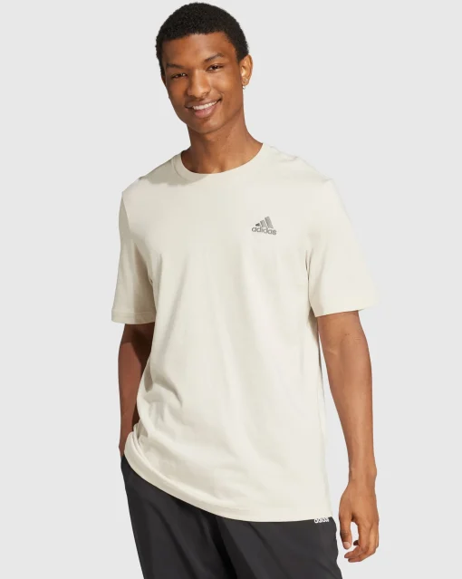 T-shirt Essentials Single Jersey Embroidered Small Logo Grigio Uomo
