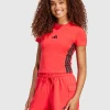 T-Shirt Essentials 3-Stripes Slim Baby Rosso Donna
