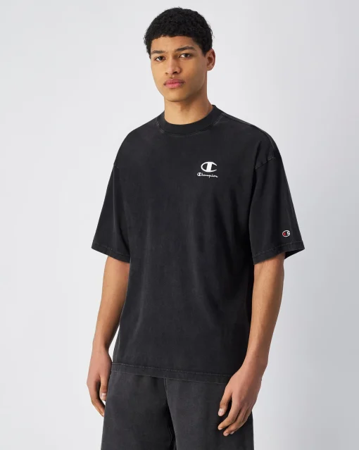 T-Shirt Girocollo Icons Plus Wash Nero Uomo
