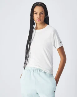 T-Shirt Girocollo Script Bianco Donna