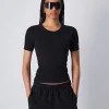 T-Shirt Girocollo Script Nero Donna