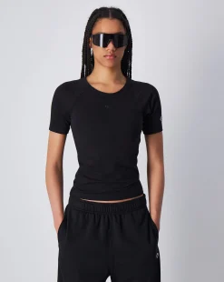 T-Shirt Girocollo Script Nero Donna