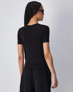 T-Shirt Girocollo Script Nero Donna