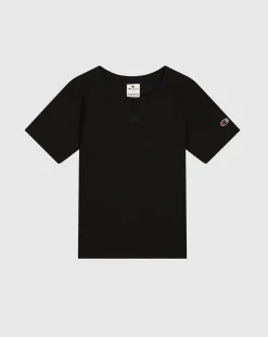 T-Shirt Girocollo Script Nero Donna