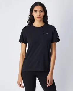 T-shirt in jersey con logo piccolo Nero Donna