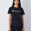 T-shirt in jersey con logo grande Nero Donna