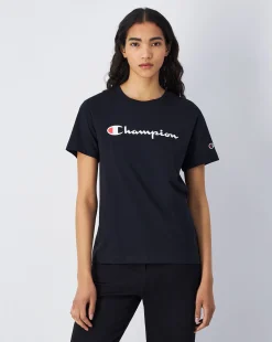 T-shirt in jersey con logo grande Nero Donna