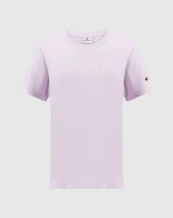 T-shirt in jersey con logo piccolo Viola Donna
