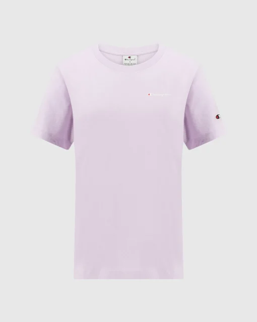 T-shirt in jersey con logo piccolo Viola Donna