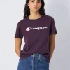 T-shirt in jersey con logo grande Viola Donna