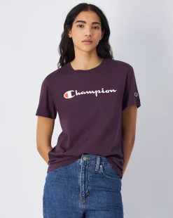 T-shirt in jersey con logo grande Viola Donna