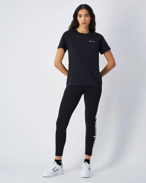 T-shirt in jersey con logo piccolo Nero Donna