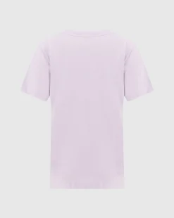 T-shirt in jersey con logo piccolo Viola Donna