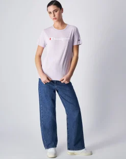 T-shirt in jersey con logo grande Viola Donna