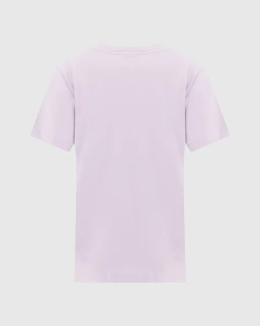 T-shirt in jersey con logo piccolo Viola Donna