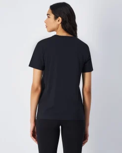 T-shirt in jersey con logo piccolo Nero Donna