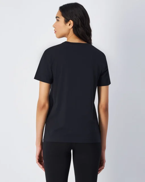 T-shirt in jersey con logo piccolo Nero Donna