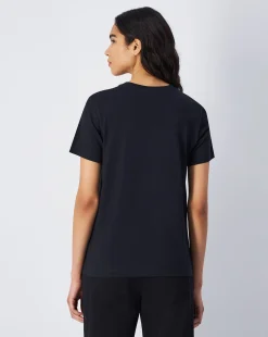 T-shirt in jersey con logo grande Nero Donna