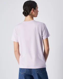 T-shirt in jersey con logo grande Viola Donna