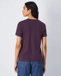 T-shirt in jersey con logo grande Viola Donna