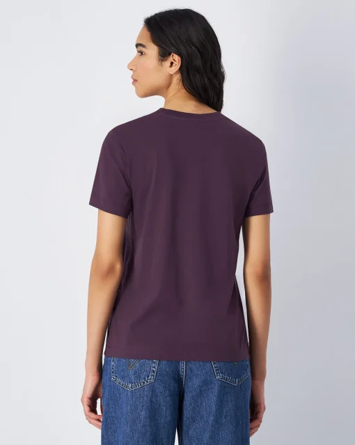 T-shirt in jersey con logo grande Viola Donna