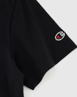 T-shirt in jersey con logo piccolo Nero Donna