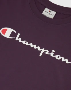 T-shirt in jersey con logo grande Viola Donna