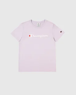 T-shirt in jersey con logo grande Viola Donna