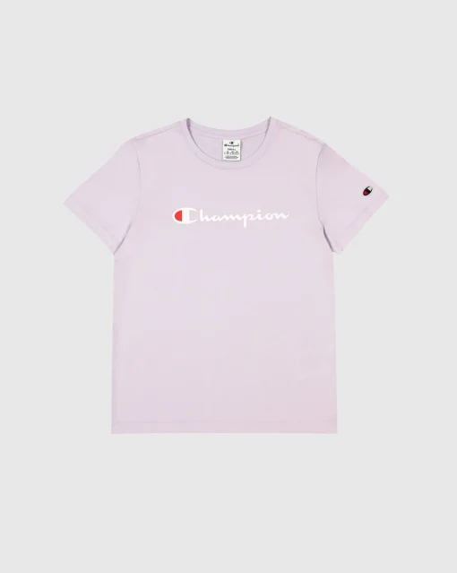 T-shirt in jersey con logo grande Viola Donna