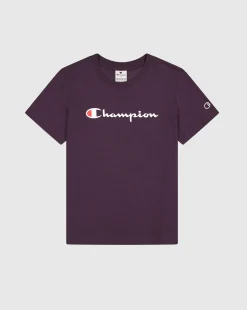 T-shirt in jersey con logo grande Viola Donna