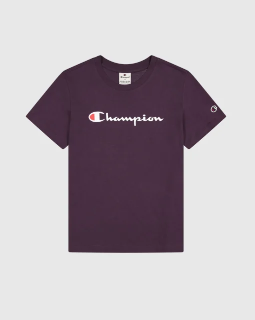 T-shirt in jersey con logo grande Viola Donna