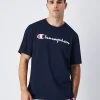 T-shirt in jersey di cotone con logo grande Blu Uomo
