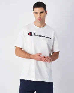 T-shirt in jersey di cotone con logo grande Bianco Uomo