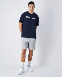 T-shirt in jersey di cotone con logo grande Blu Uomo