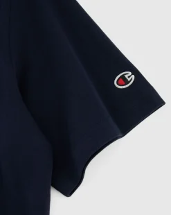 T-shirt in jersey di cotone con logo grande Blu Uomo