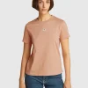 T-Shirt Label Regular Jersey Marrone Donna