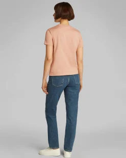 T-Shirt Label Regular Jersey Marrone Donna