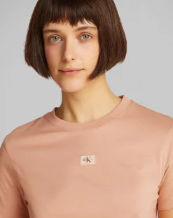 T-Shirt Label Regular Jersey Marrone Donna
