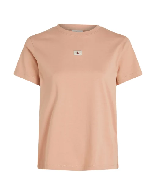 T-Shirt Label Regular Jersey Marrone Donna