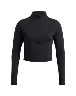 T-Shirt Manica Lunga Con Mezza Zip UA Launch Black Nero Donna