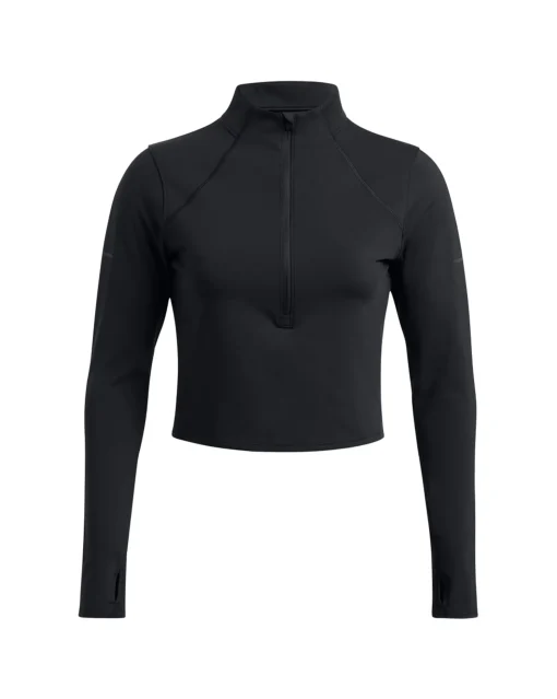 T-Shirt Manica Lunga Con Mezza Zip UA Launch Black Nero Donna