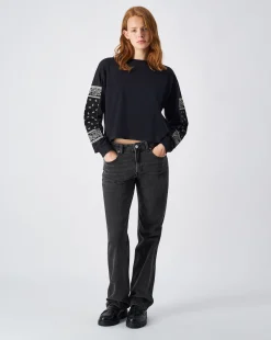 T-Shirt Maniche Lunghe Skate & Street Nero Donna