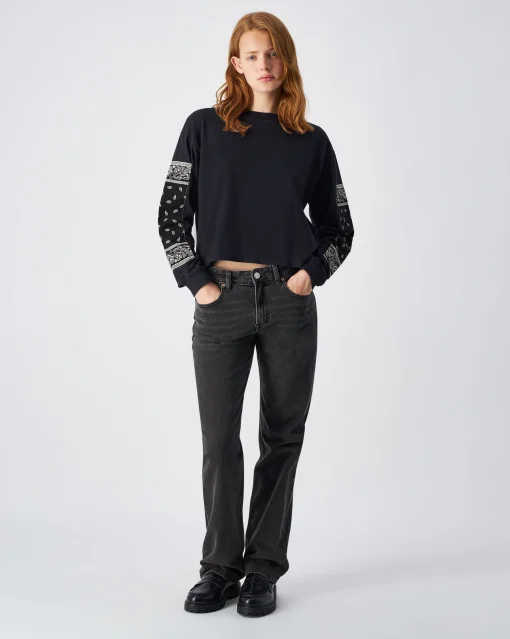 T-Shirt Maniche Lunghe Skate & Street Nero Donna