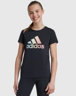 T-shirt Metallic Print Nero Bambina