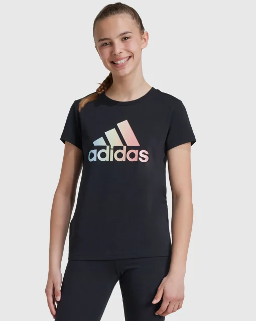 T-shirt Metallic Print Nero Bambina