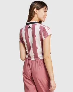 T-shirt Tiro Cut 3-Stripes Print Baby Rosa Donna